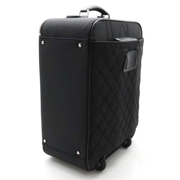 Authentic CHANEL CC Quilted Nylon Luggage Carry-on Trolley Wheels Travel Bag - Picture 7 of 16